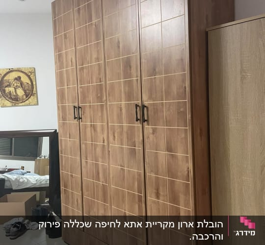 ארון עץ גדול עם דלתות מרובעות